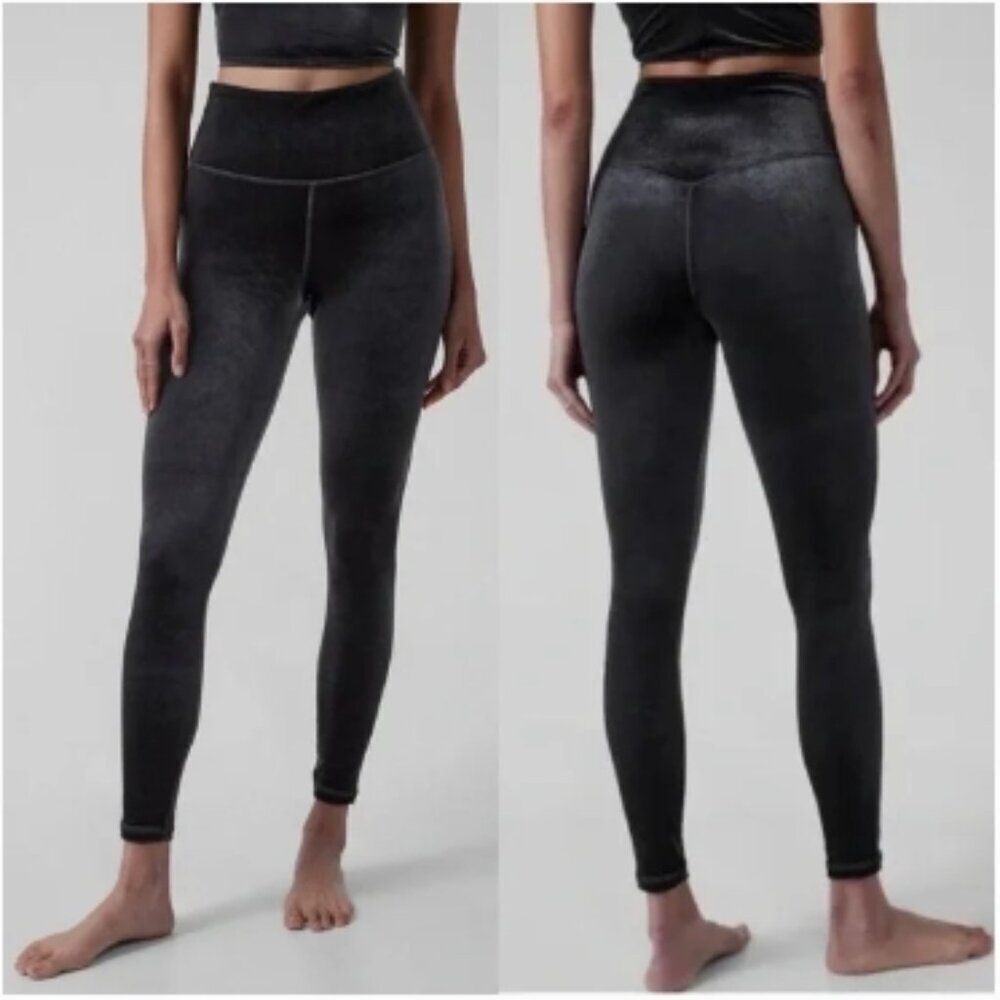 Like New! ATHLETA Elation Velvet Tight Black in Size S